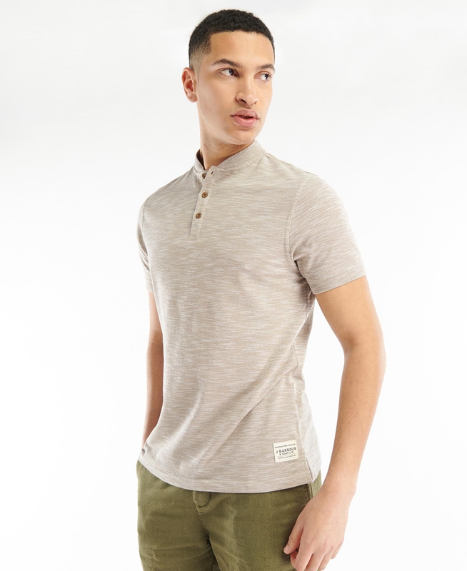 Men\'s Barbour Belgrave Sport Neck T Shirts Grey | DMHFOC-847