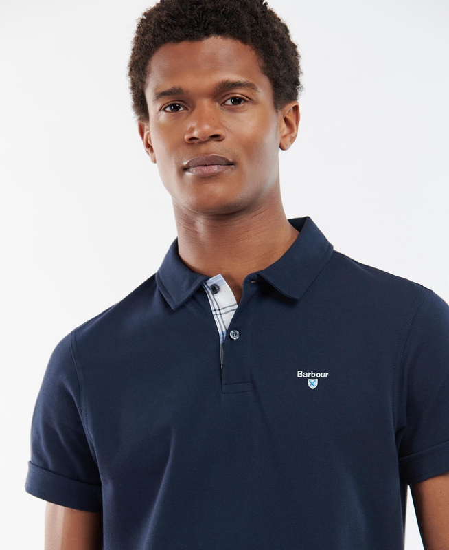 Men's Barbour Birkhill Polo shirts Navy | HKFBEC-905