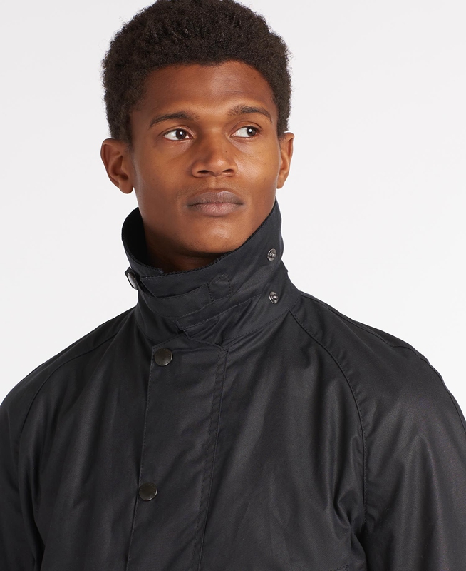 Men's Barbour Bristol Waxed Jackets Navy | CFAVTW-203