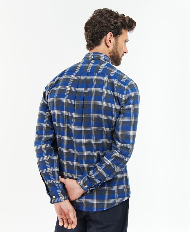 Men's Barbour Brockwell Tailored Fit Shirts Blue | FCZHVJ-125