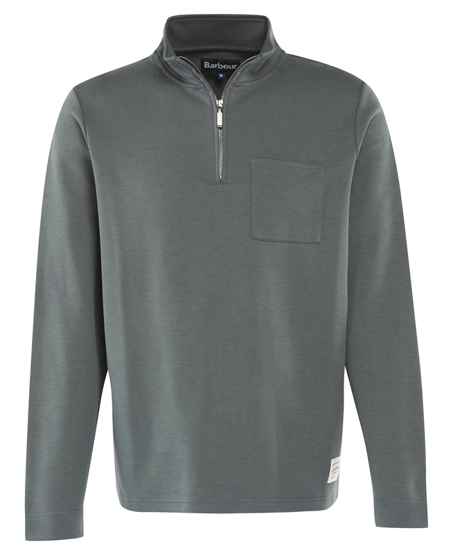 Men's Barbour Broughton Half Zip Sweatshirts Grey | VGYXEA-932