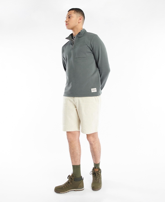 Men's Barbour Broughton Half Zip Sweatshirts Grey | VGYXEA-932