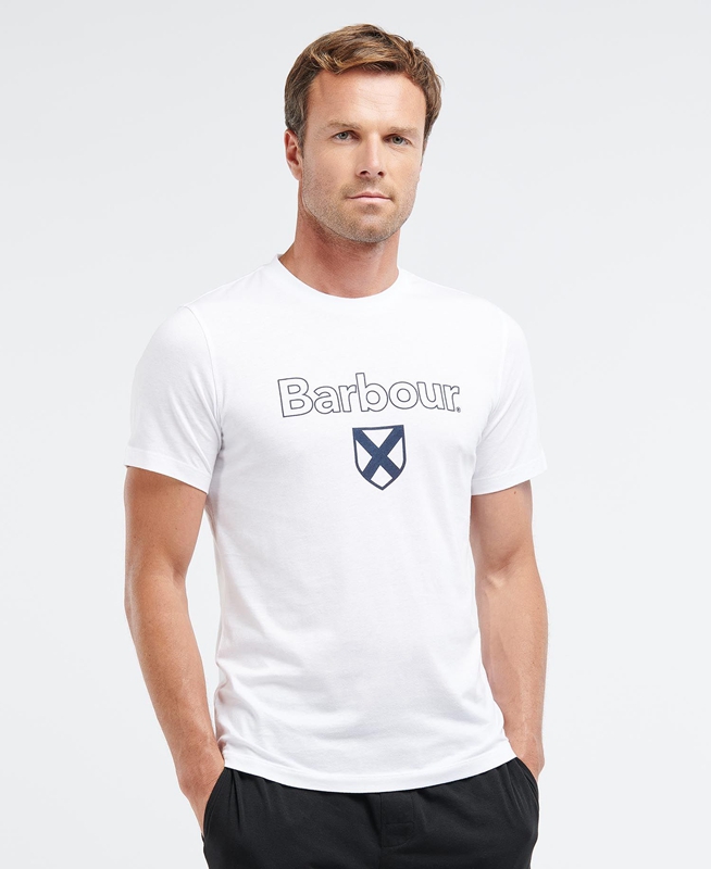 Men\'s Barbour Cameron T Shirts White | KBERXI-594