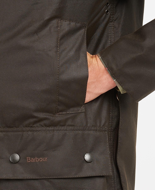 Men's Barbour Classic Beaufort® Waxed Jackets Olive | FKQNBE-625