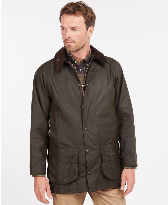 Men\'s Barbour Classic Beaufort® Waxed Jackets Olive | FKQNBE-625