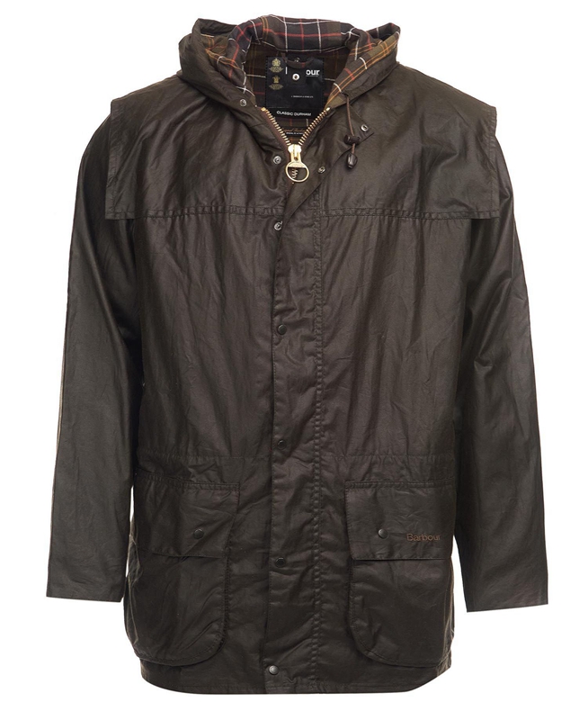 Men's Barbour Classic Durham® Waxed Jackets Olive | PFJNSR-864