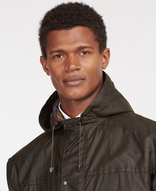 Men's Barbour Classic Durham® Waxed Jackets Olive | PFJNSR-864