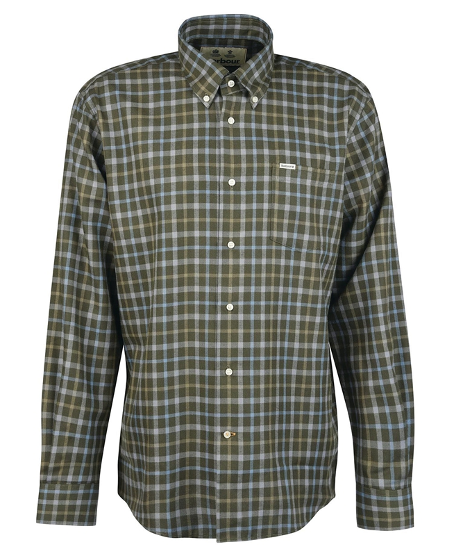 Men's Barbour Coll Thermo Shirts Olive | YTKOQP-283