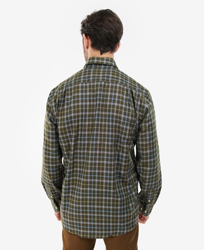 Men's Barbour Coll Thermo Shirts Olive | YTKOQP-283