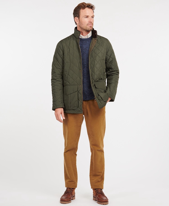 Men's Barbour Devon Quilted Jackets Green | RQCXET-590