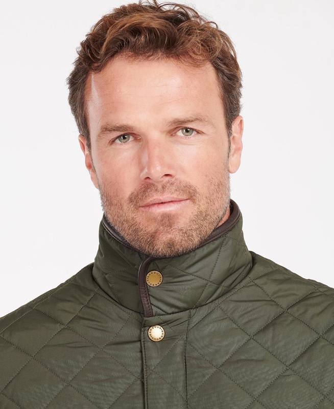 Men's Barbour Devon Quilted Jackets Green | RQCXET-590