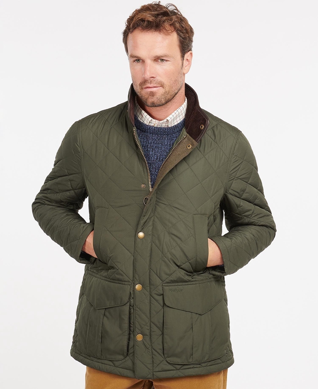 Men\'s Barbour Devon Quilted Jackets Green | RQCXET-590