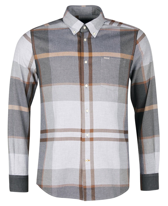 Men's Barbour Dunoon Taillored Shirts Grey | UGNQAH-893