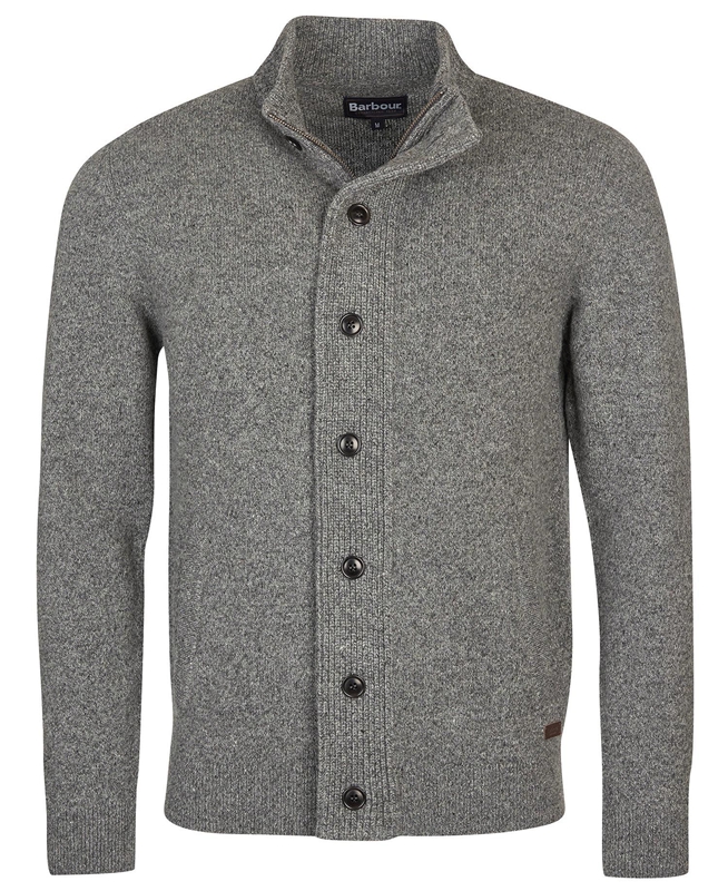 Men's Barbour Essential Cardigan Tisbury Zip Through Sweaters Grey | HUGPZN-643