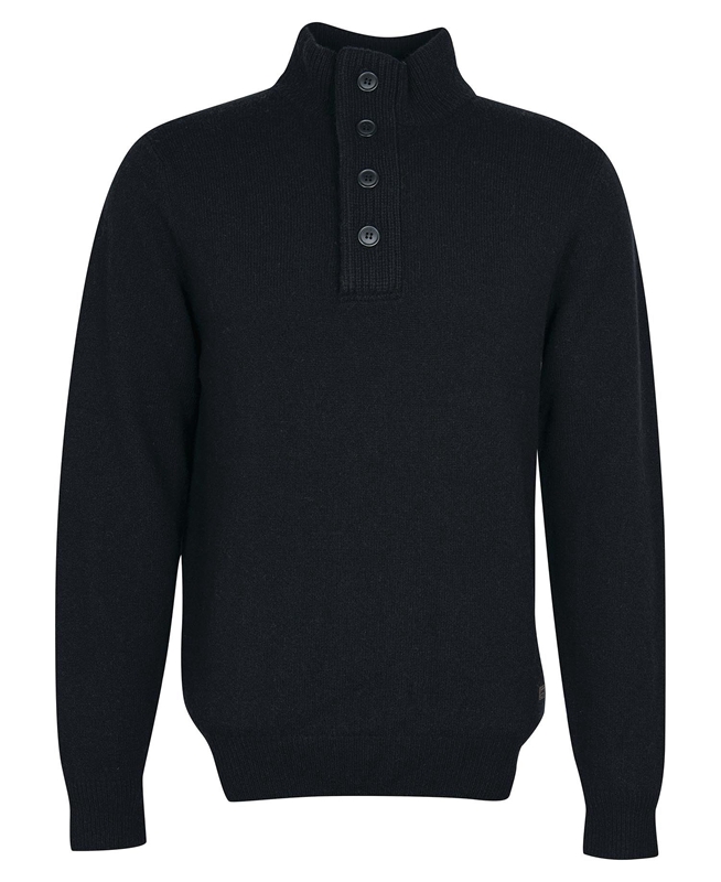 Men's Barbour Essential Elbow Patch Sweaters Black | QCMIRP-582