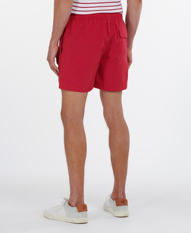 Men's Barbour Essential Logo 5'' Swim Pants Red | RKQDSI-574