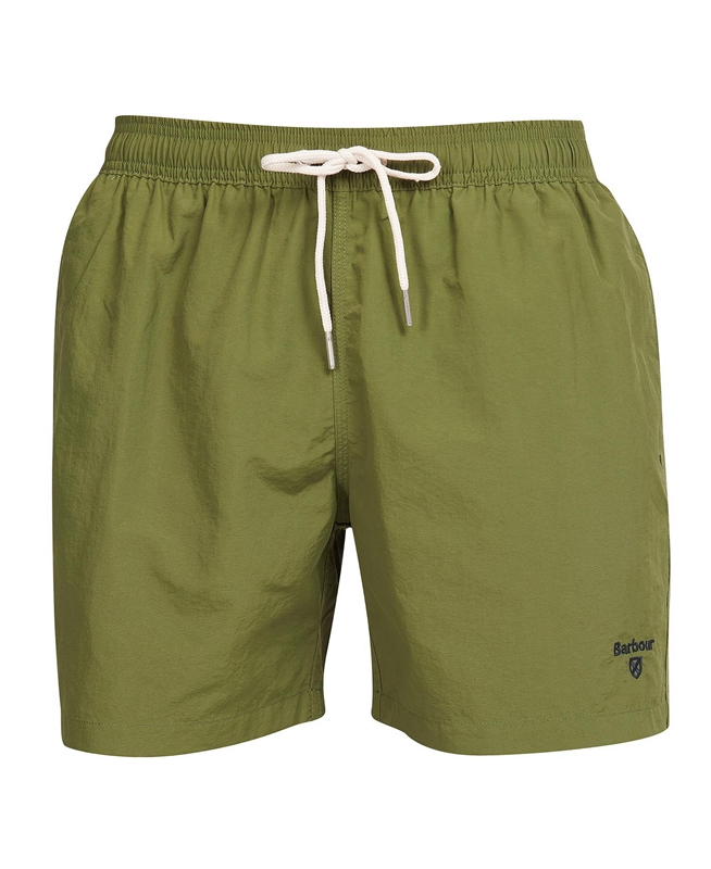 Men's Barbour Essential Logo 5'' Swim Pants Olive | XSGWVK-091