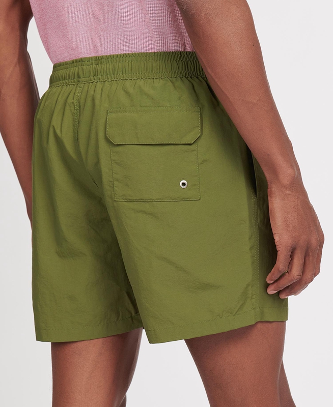 Men's Barbour Essential Logo 5'' Swim Pants Olive | XSGWVK-091