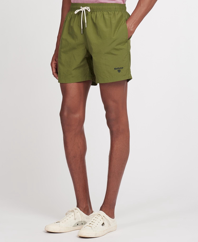 Men's Barbour Essential Logo 5'' Swim Pants Olive | XSGWVK-091