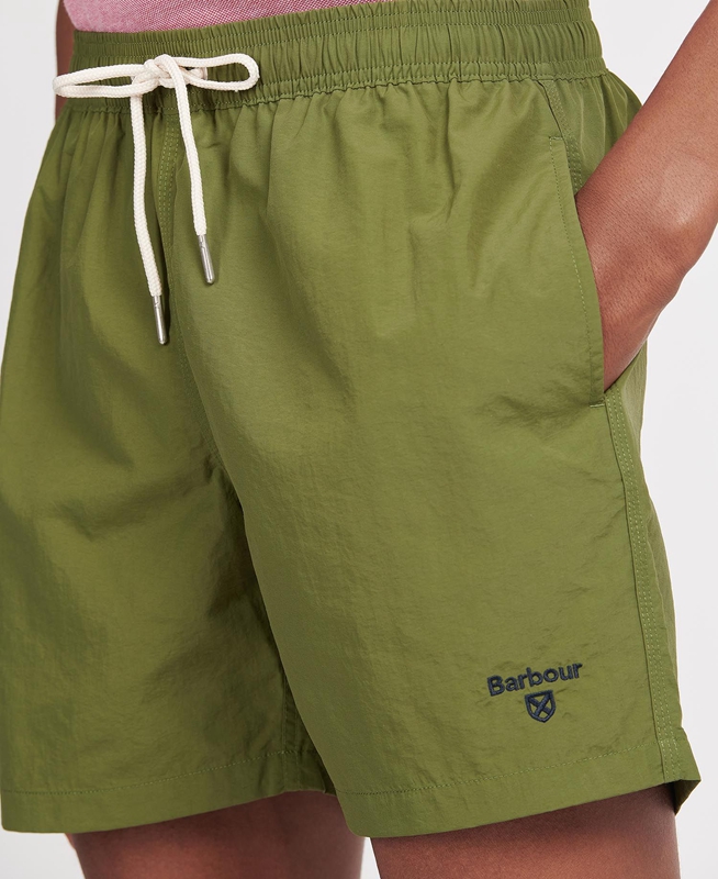 Men\'s Barbour Essential Logo 5\'\' Swim Pants Olive | XSGWVK-091