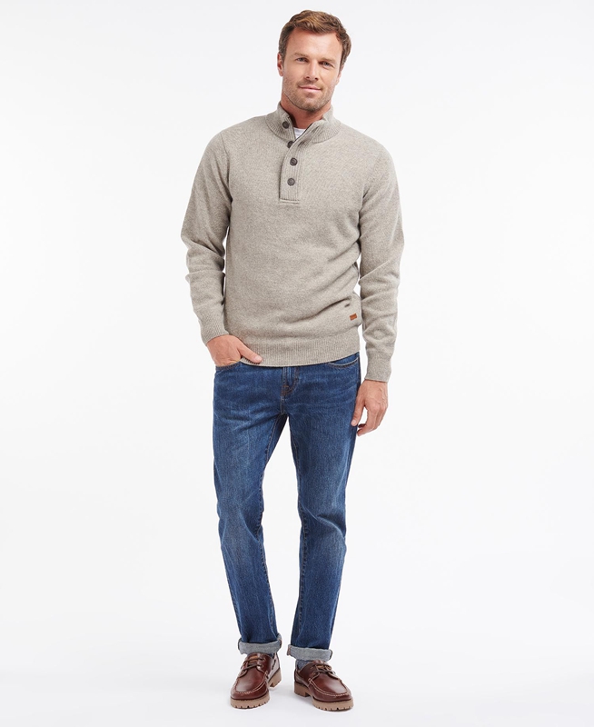 Men's Barbour Essential Patch Half Zip Sweaters Grey | ILBXFT-170