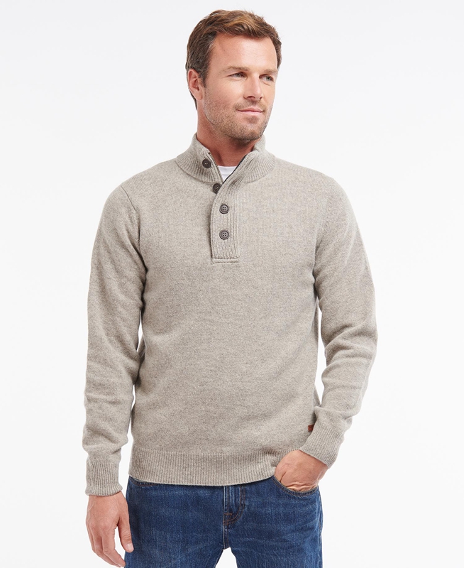 Men's Barbour Essential Patch Half Zip Sweaters Grey | ILBXFT-170