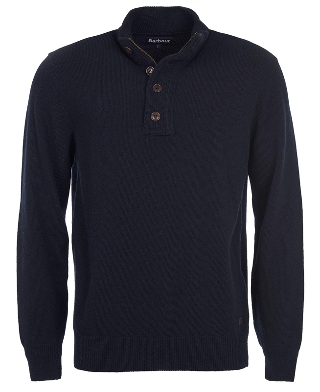 Men's Barbour Essential Patch Half Zip Sweaters Navy | RZOBKD-218