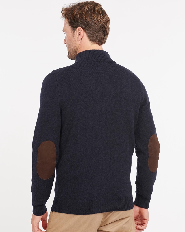 Men's Barbour Essential Patch Half Zip Sweaters Navy | RZOBKD-218