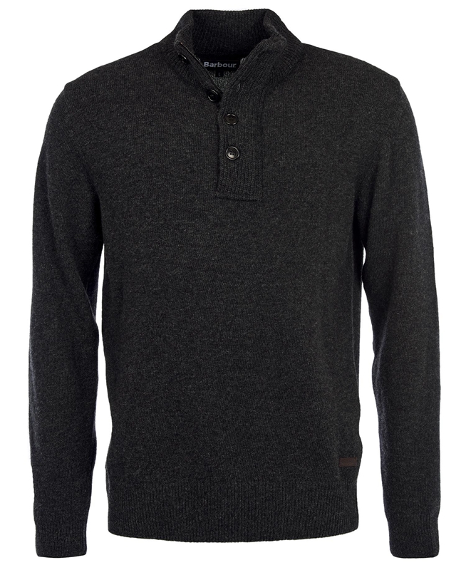 Men's Barbour Essential Patch Half Zip Sweaters Black | YWRKME-501