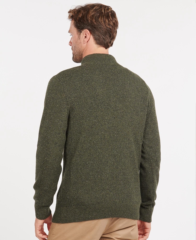 Men's Barbour Essential Tisbury Half Zip Sweaters Olive | ECVDQA-403