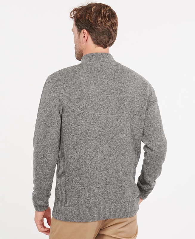 Men's Barbour Essential Tisbury Half Zip Sweaters Grey | LZTKWS-076