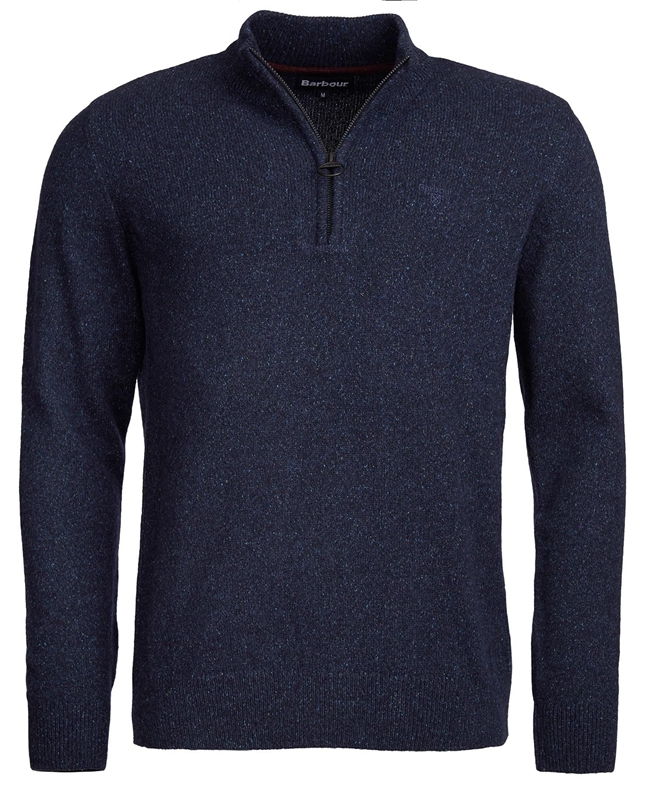 Men's Barbour Essential Tisbury Half Zip Sweaters Navy | YBIPEJ-240