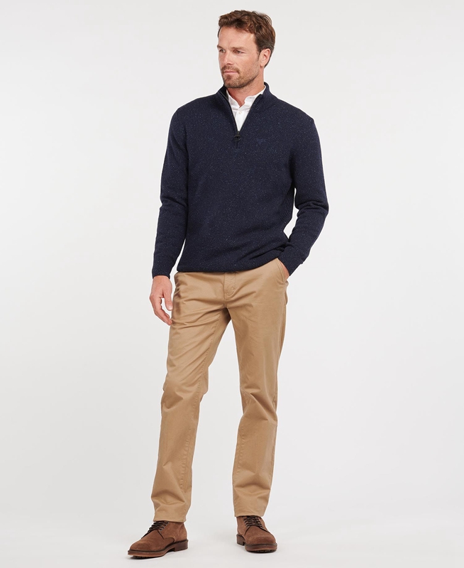 Men's Barbour Essential Tisbury Half Zip Sweaters Navy | YBIPEJ-240