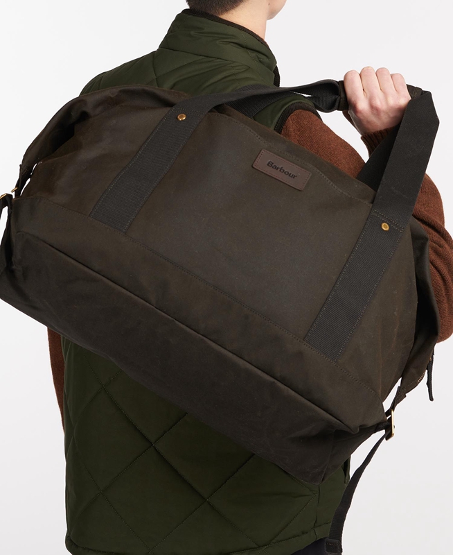 Men's Barbour Essential Wax Holdall Bags Olive | SIUKZR-231