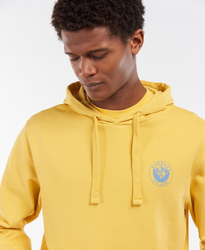 Men's Barbour Explorer Hoodie Sweatshirts Yellow | JMPYVG-032