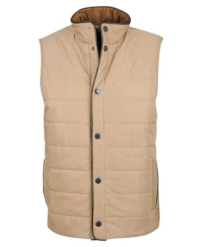 Men's Barbour Farnham Vest Beige | UAVMTJ-075