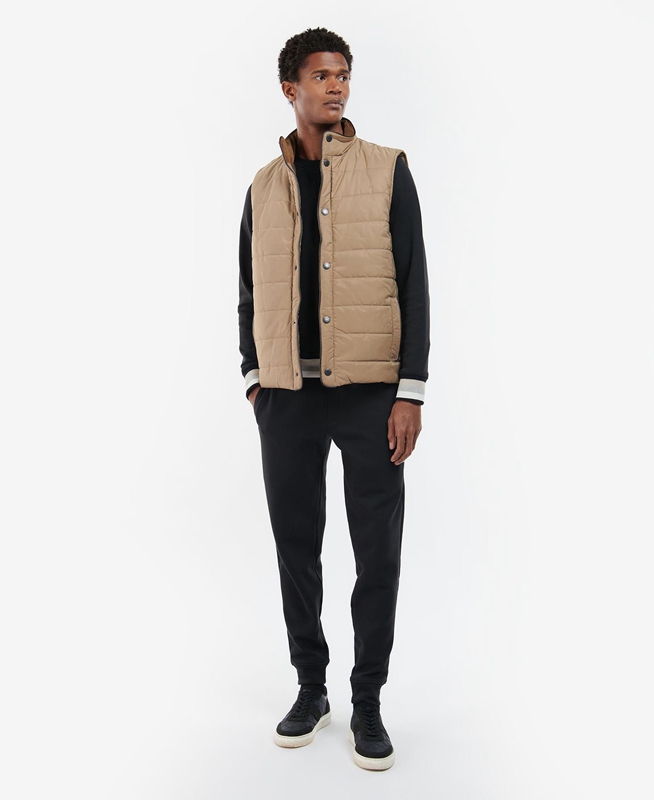 Men's Barbour Farnham Vest Beige | UAVMTJ-075