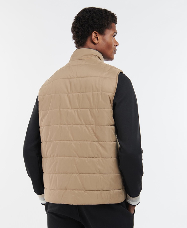 Men's Barbour Farnham Vest Beige | UAVMTJ-075