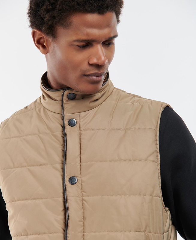 Men's Barbour Farnham Vest Beige | UAVMTJ-075