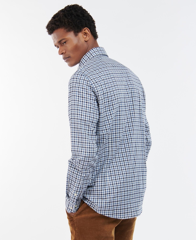 Men's Barbour Finkle Tailored Shirts Blue | LHXCIG-043