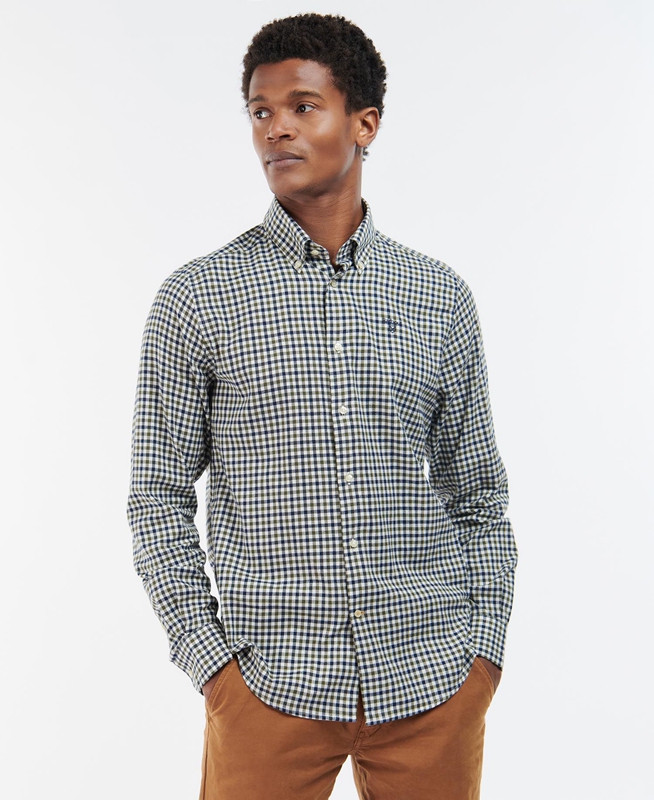 Men's Barbour Finkle Tailored Shirts Blue | MWQTGU-783