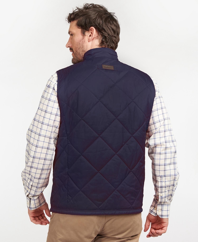 Men's Barbour Finn Vest Blue | LQBMUX-390