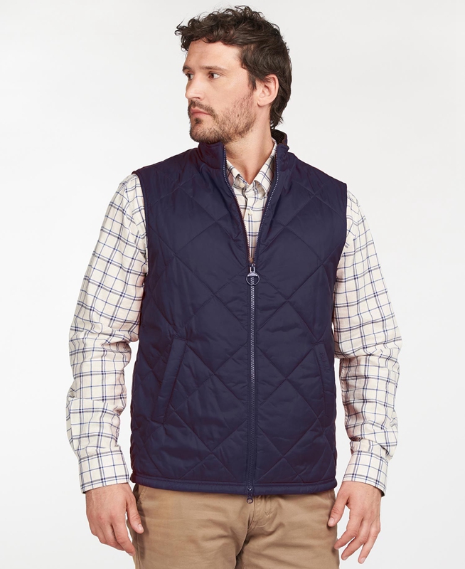 Men\'s Barbour Finn Vest Blue | LQBMUX-390