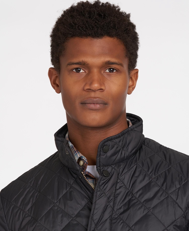 Men's Barbour Flyweight Chelsea Quilted Jackets Black | OMPZIL-139