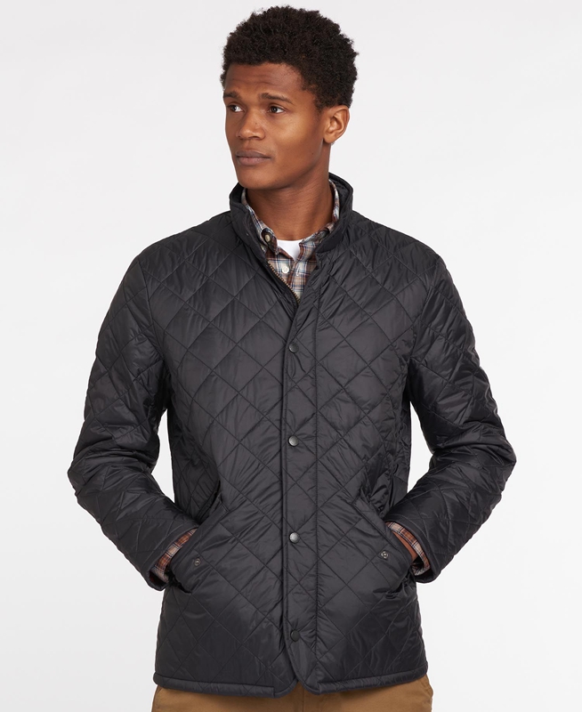 Men's Barbour Flyweight Chelsea Quilted Jackets Black | OMPZIL-139