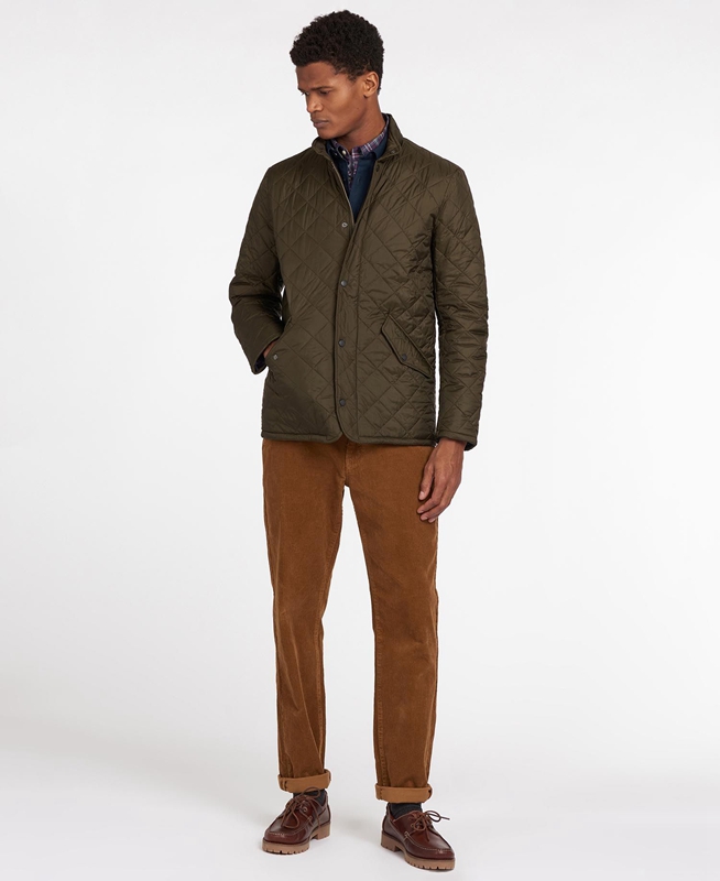 Men's Barbour Flyweight Chelsea Quilted Jackets Olive | ZJDFAG-543