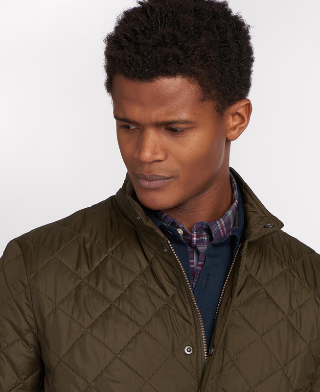 Men's Barbour Flyweight Chelsea Quilted Jackets Olive | ZJDFAG-543