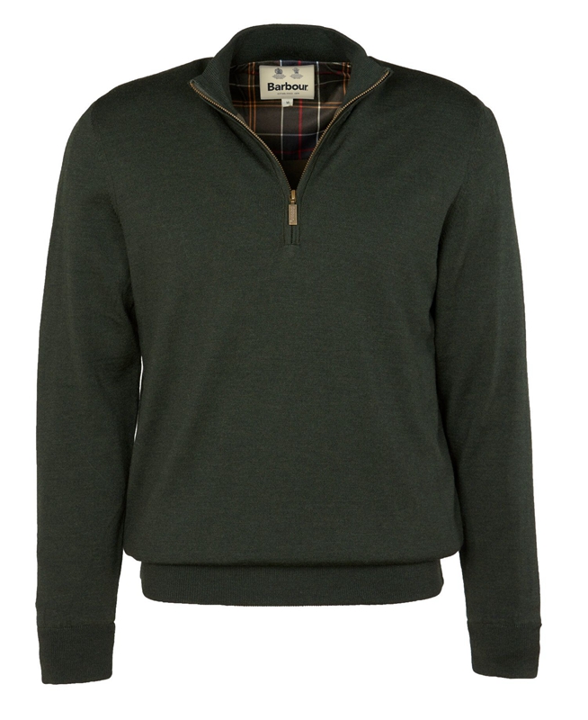 Men's Barbour Gamlan Half Zip Sweaters Green | KPGIVA-392