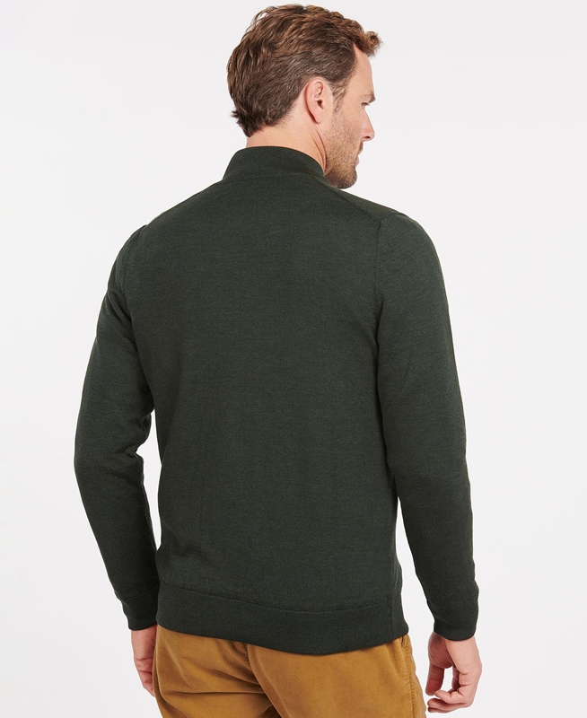 Men's Barbour Gamlan Half Zip Sweaters Green | KPGIVA-392