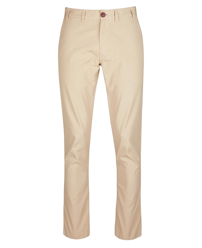 Men's Barbour Glendale Chino Pants Beige | IGMBCR-954